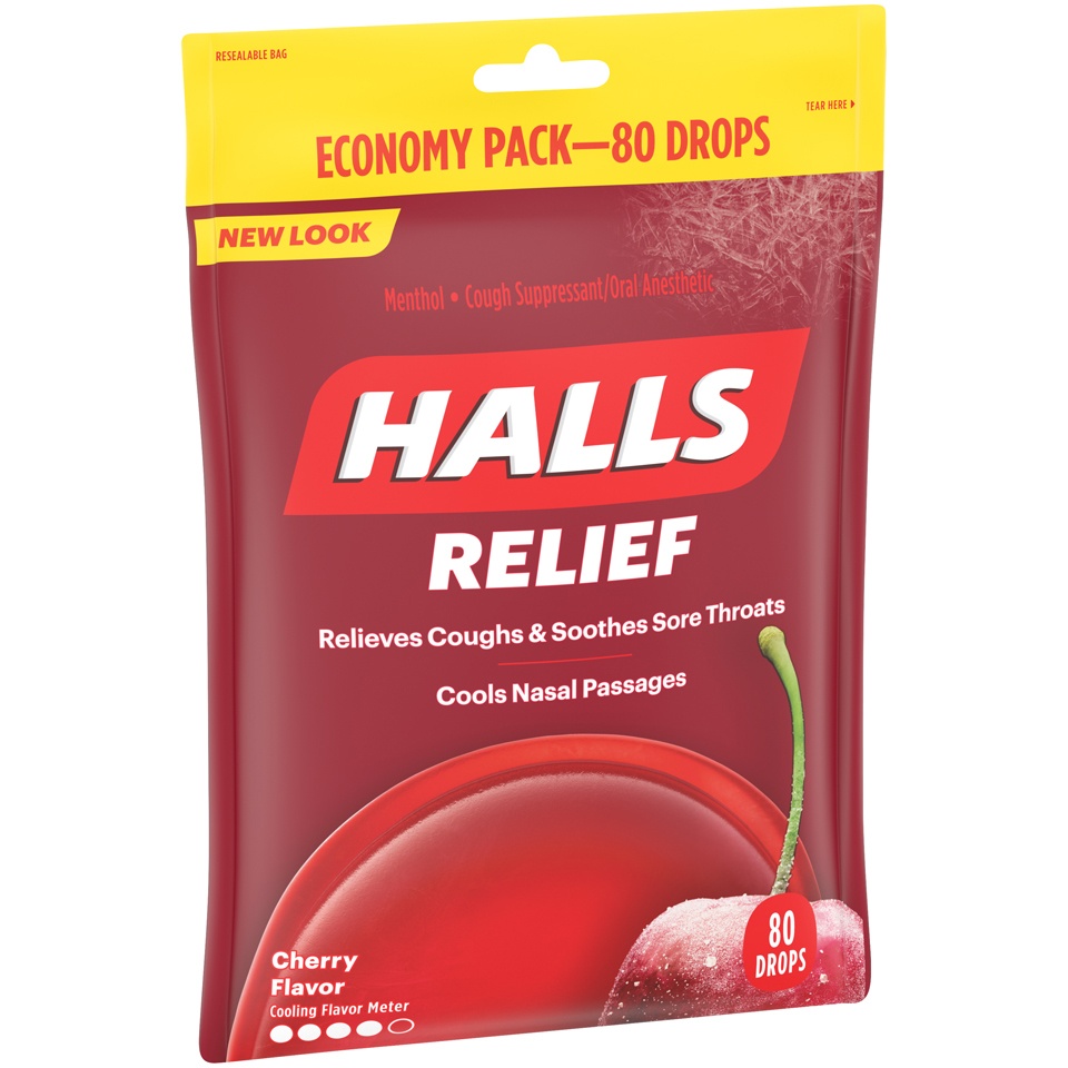slide 3 of 5, Halls Cherry Cough Drops , 80 ct