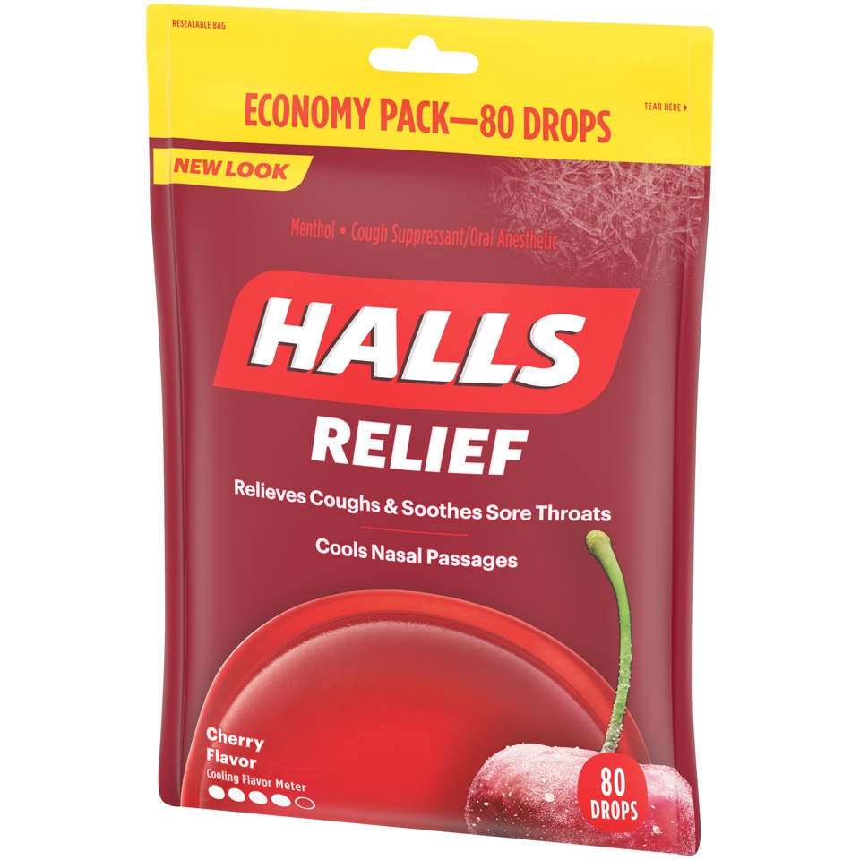 slide 4 of 5, Halls Cherry Cough Drops , 80 ct