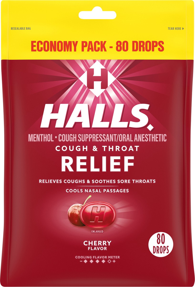 slide 8 of 9, Halls Cough Drops - Cherry - 80ct, 8.75 oz