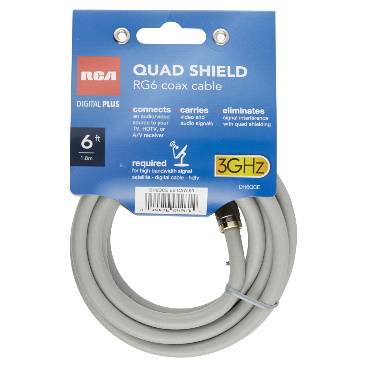 slide 1 of 5, RCA Digital Plus RG6 Coax Video Cable, 6 ft