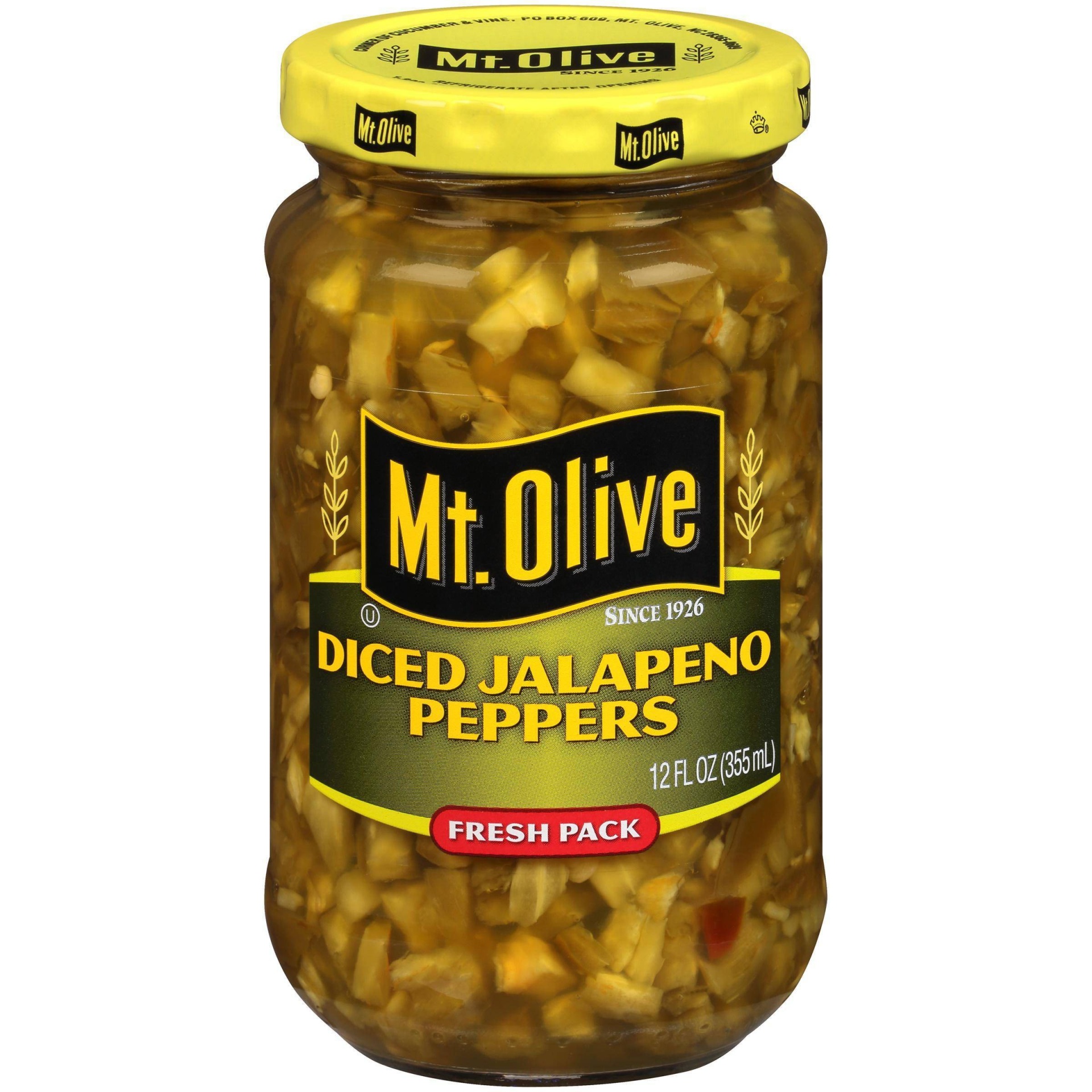 slide 1 of 6, Mt. Olive Diced Jalapeno Peppers, 12 oz