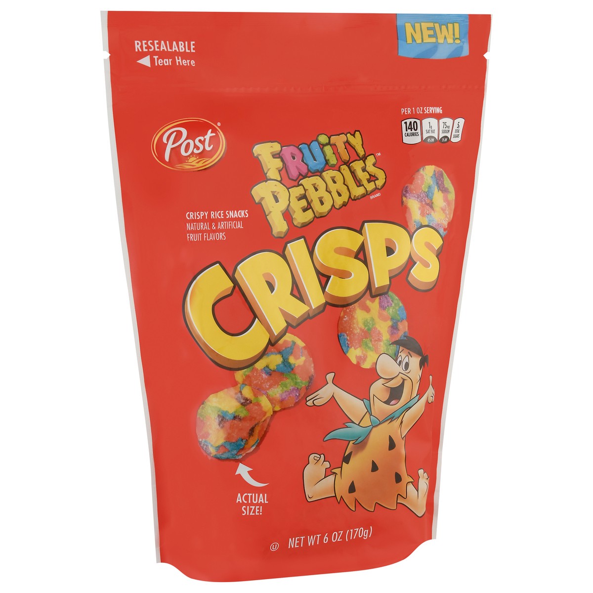 slide 8 of 9, Post New Post Fruity PEBBLES Crisps, Portable Breakfast Cereal Snack, Kids Snacks, Gluten Free, 6 Oz – 1 count, 6 oz