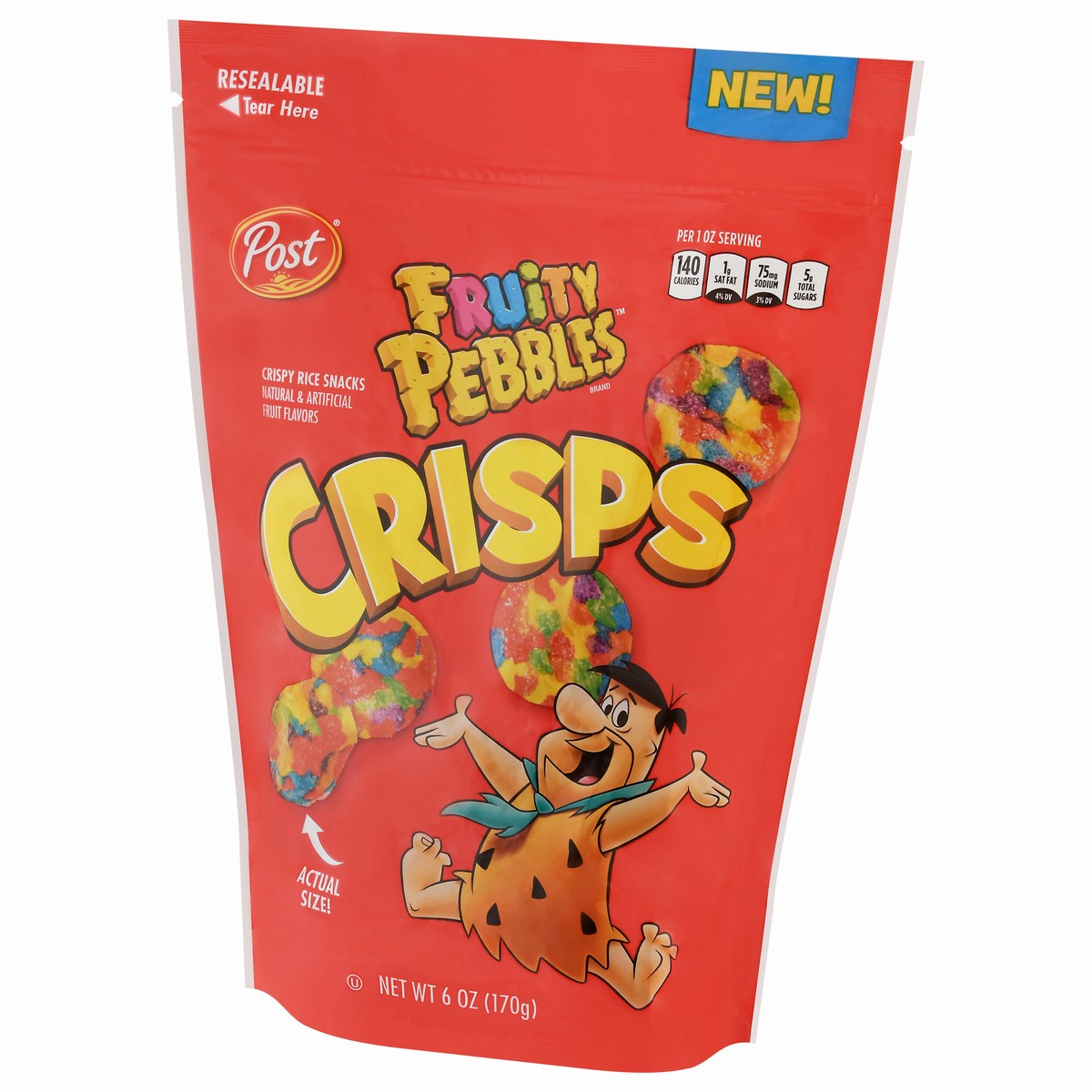 slide 5 of 9, Post New Post Fruity PEBBLES Crisps, Portable Breakfast Cereal Snack, Kids Snacks, Gluten Free, 6 Oz – 1 count, 6 oz