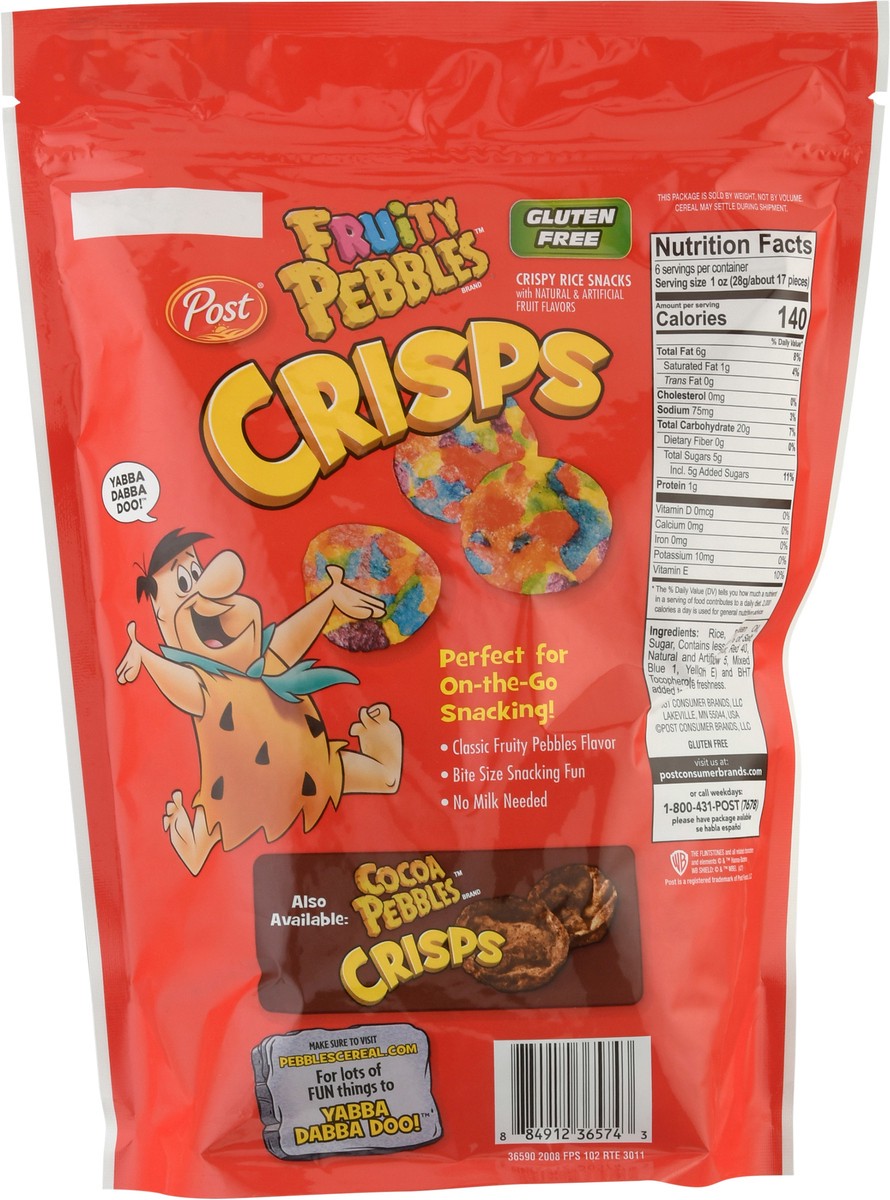 slide 2 of 9, Post New Post Fruity PEBBLES Crisps, Portable Breakfast Cereal Snack, Kids Snacks, Gluten Free, 6 Oz – 1 count, 6 oz