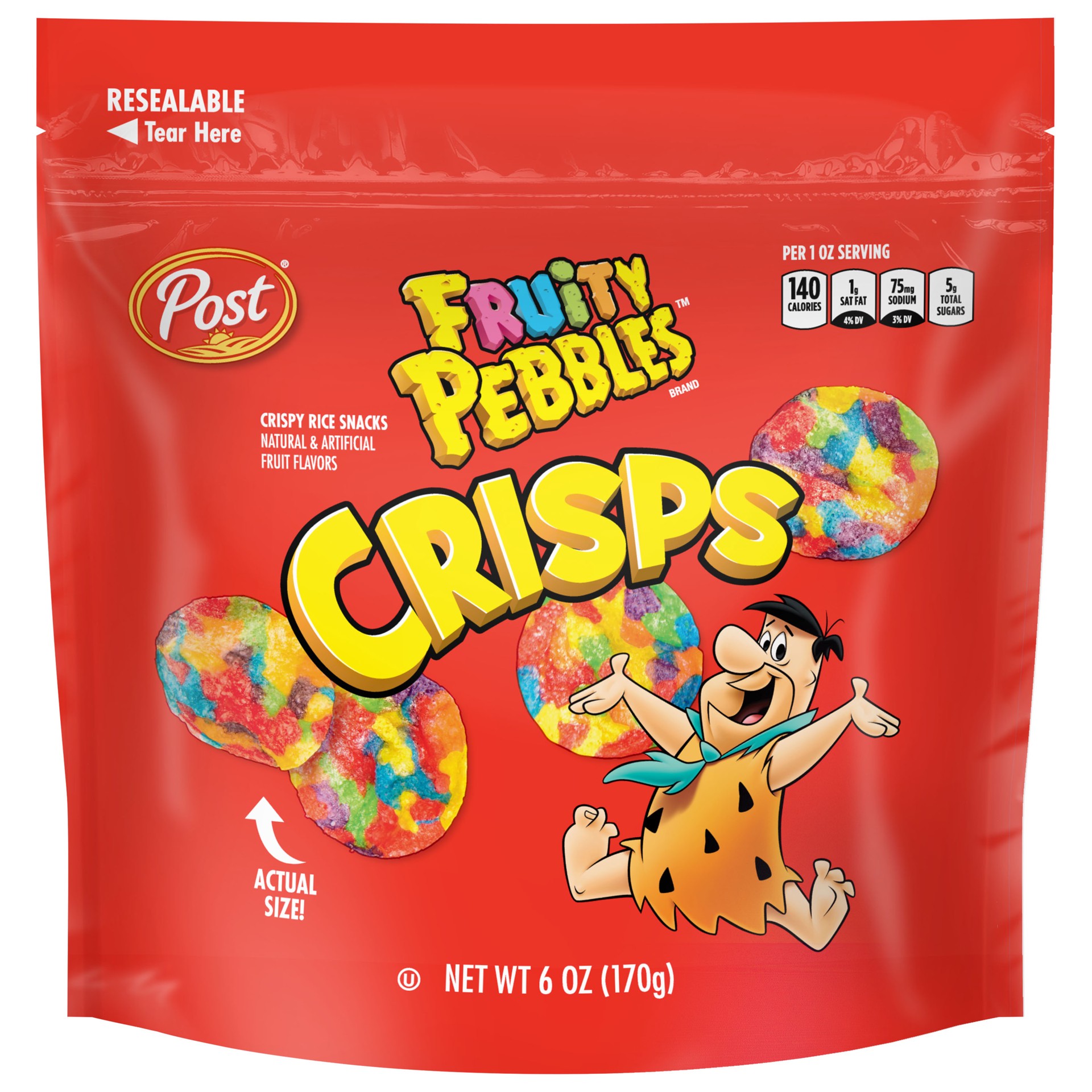 slide 1 of 9, Post New Post Fruity PEBBLES Crisps, Portable Breakfast Cereal Snack, Kids Snacks, Gluten Free, 6 Oz – 1 count, 6 oz