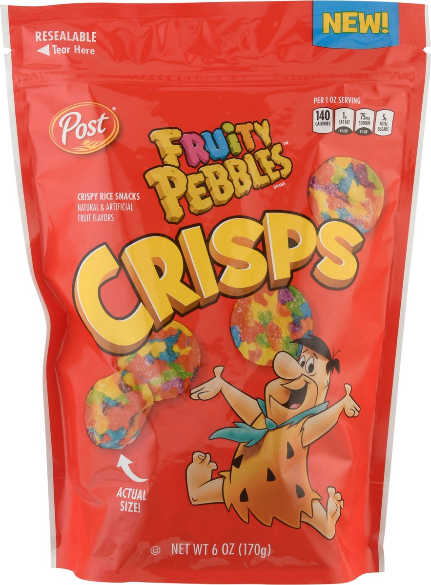 slide 6 of 9, Post New Post Fruity PEBBLES Crisps, Portable Breakfast Cereal Snack, Kids Snacks, Gluten Free, 6 Oz – 1 count, 6 oz