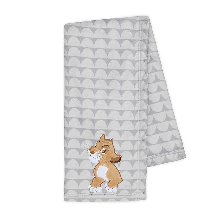 slide 1 of 5, Disney The Lion King Lux Applique Receiving Blanket - Grey, 1 ct