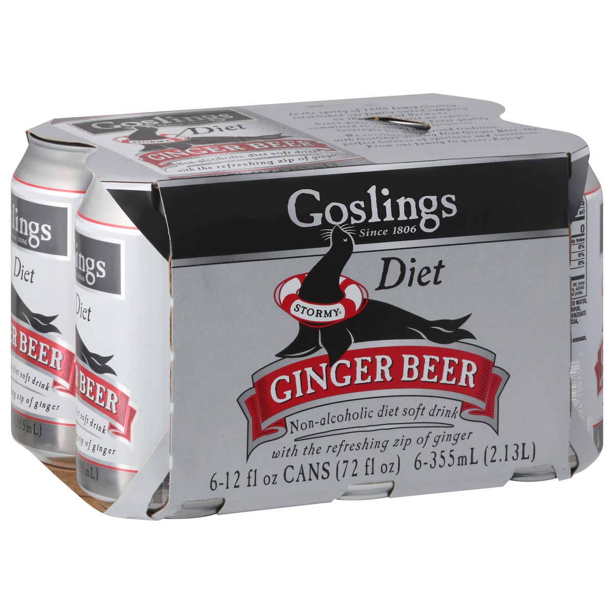 slide 9 of 9, Gosling's Diet Ginger Beer - 72 fl oz, 6 ct; 12 oz