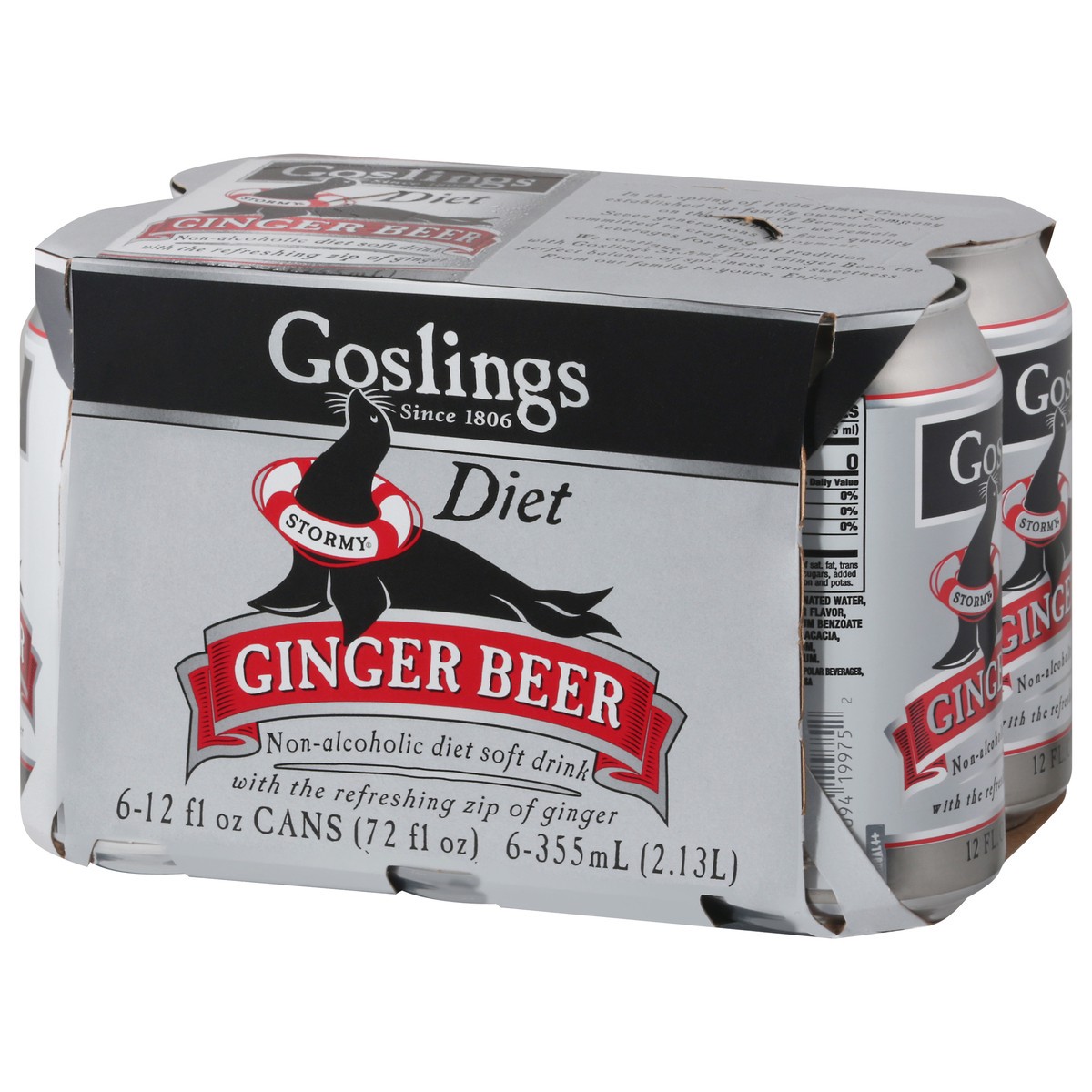 slide 4 of 9, Gosling's Diet Ginger Beer - 72 fl oz, 6 ct; 12 oz