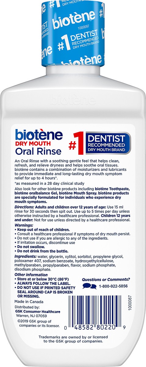 slide 7 of 8, Biotène Oral Rinse Mouthwash For Dry Mouth, Alcohol-Free, Fresh Mint, 8 Oz, 1 ct