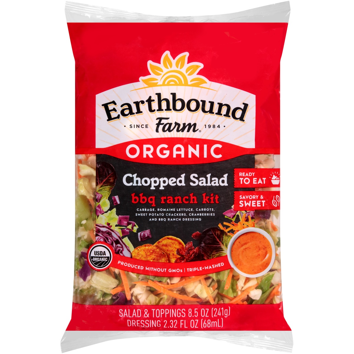 slide 1 of 1, Earthbound Farm Organic Chopped Salad Kit Bbq Ranch, 11 oz