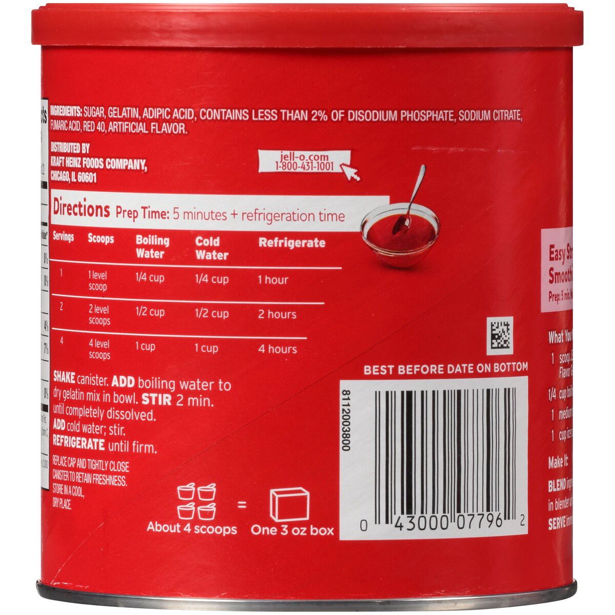 slide 2 of 10, Jell-O Multi Serve Strawberry Gelatin Dessert Mix, 18 oz