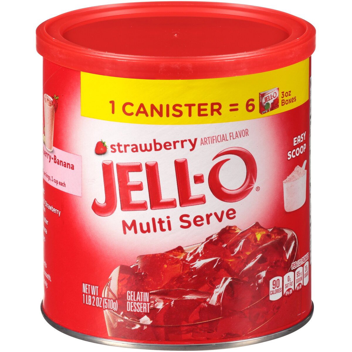 slide 6 of 10, Jell-O Multi Serve Strawberry Gelatin Dessert Mix, 18 oz