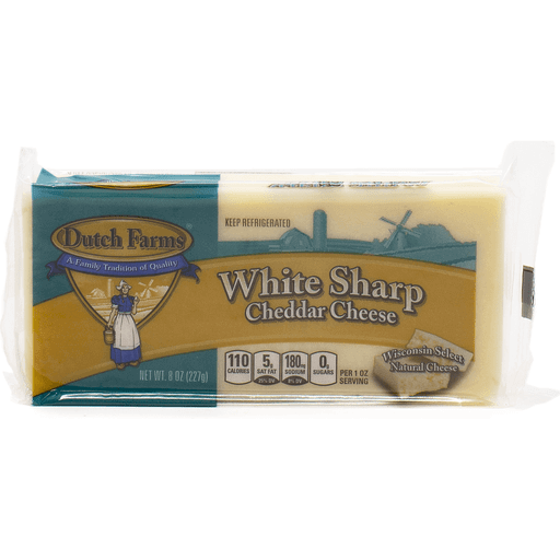 slide 1 of 1, Dutch Farms White Sharp Cheddar Cheese, 8 oz