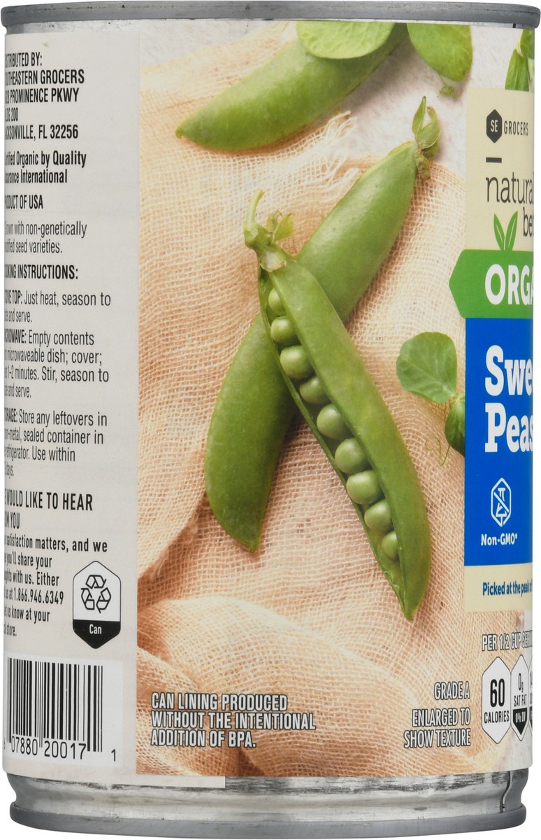 slide 3 of 13, SE Grocers Naturally Better Organic Peas Sweet, 15 oz