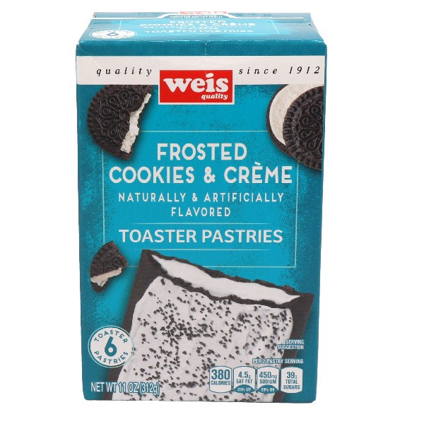 slide 1 of 6, Weis Quality Cookies and Cream Toaster Pastries, 11 oz