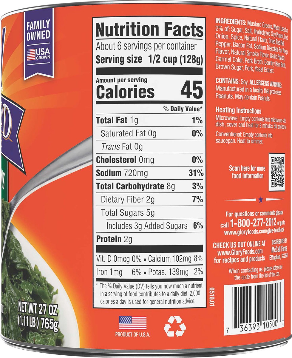 slide 2 of 9, Glory Foods Seasoned Southern Style Mustard Greens, 27 oz