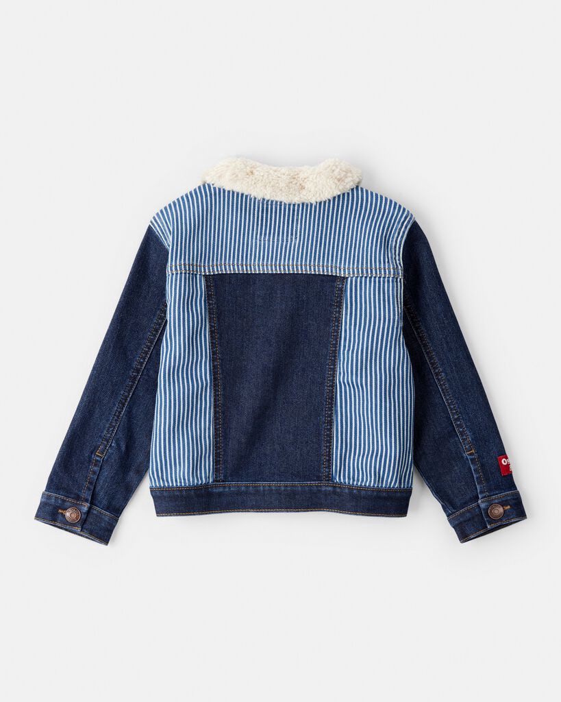 slide 4 of 4, Oshkosh Toddler Neutral Sherpa Denim Jacket - Blue Navy 4T, 1 ct