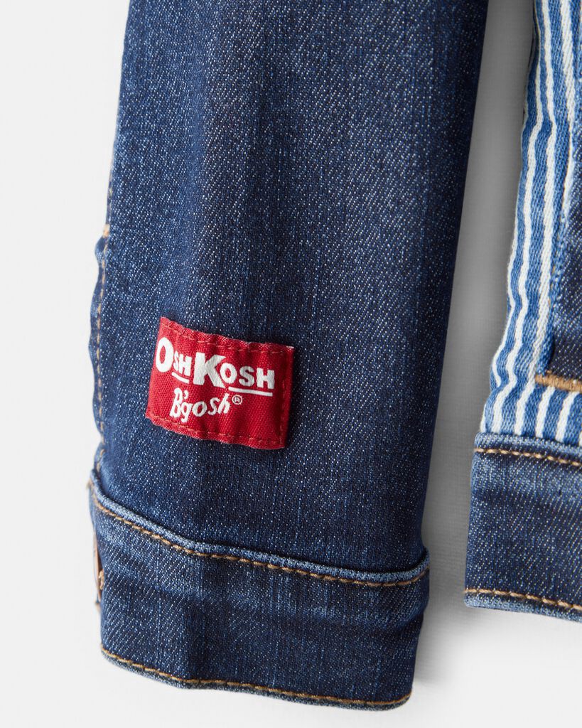 slide 3 of 4, Oshkosh Toddler Neutral Sherpa Denim Jacket - Blue Navy 4T, 1 ct