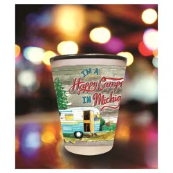Shot Glass Michigan Happy Camper Watercolor