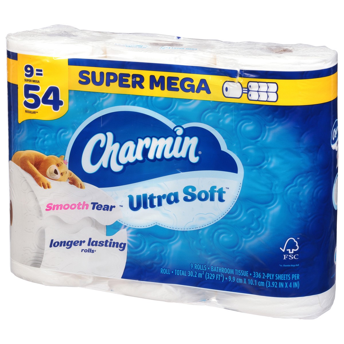 slide 2 of 11, Charmin Ultra Soft Toilet Paper 9 Super Mega Rolls, 336 Sheets Per Roll, 9 ct