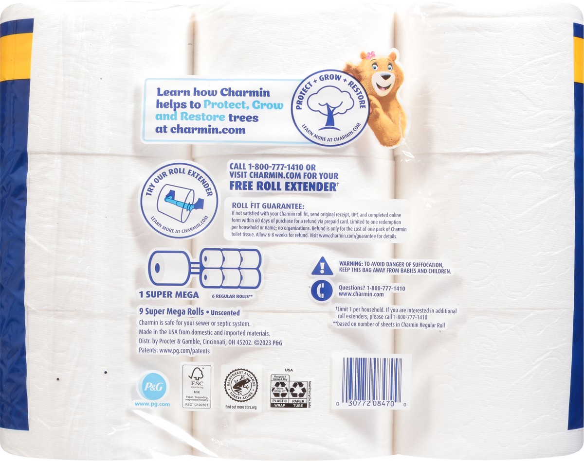 slide 9 of 11, Charmin Ultra Soft Toilet Paper 9 Super Mega Rolls, 336 Sheets Per Roll, 9 ct