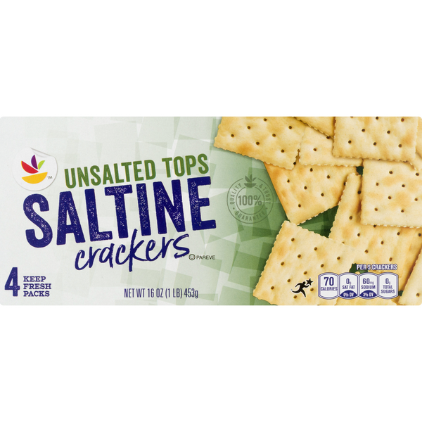 slide 1 of 1, Giant Saltine Crackers Unsalted Tops, 16 oz