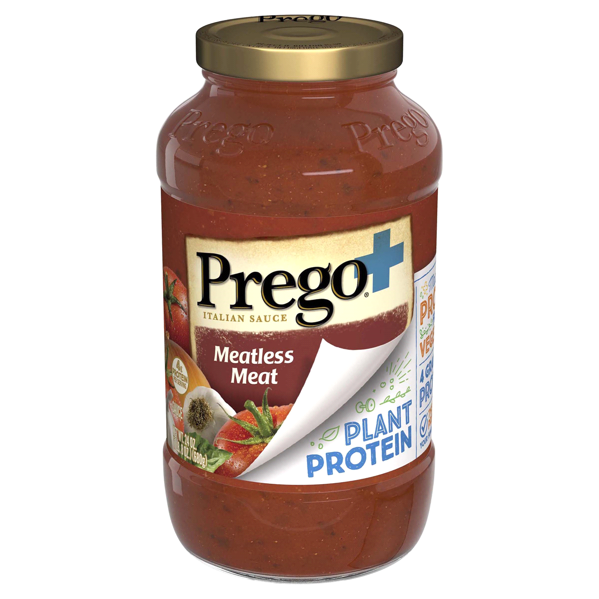 slide 1 of 1, Prego Plus Plant Based Protein Meatless Meat Pasta Sauce, 24 oz