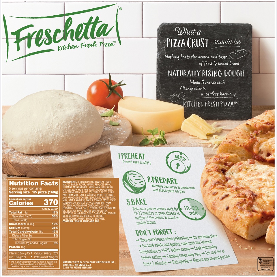 slide 6 of 9, Freschetta Naturally Rising 4-Cheese Pizza, 24.62 oz