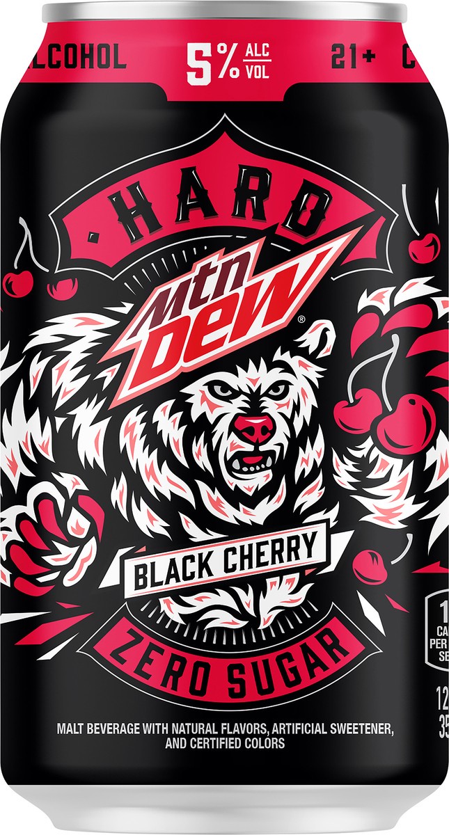 slide 3 of 3, Mountain Dew Hard Zero Sugar Malt Beverage Black Cherry 12 Fl Oz, 12 fl oz