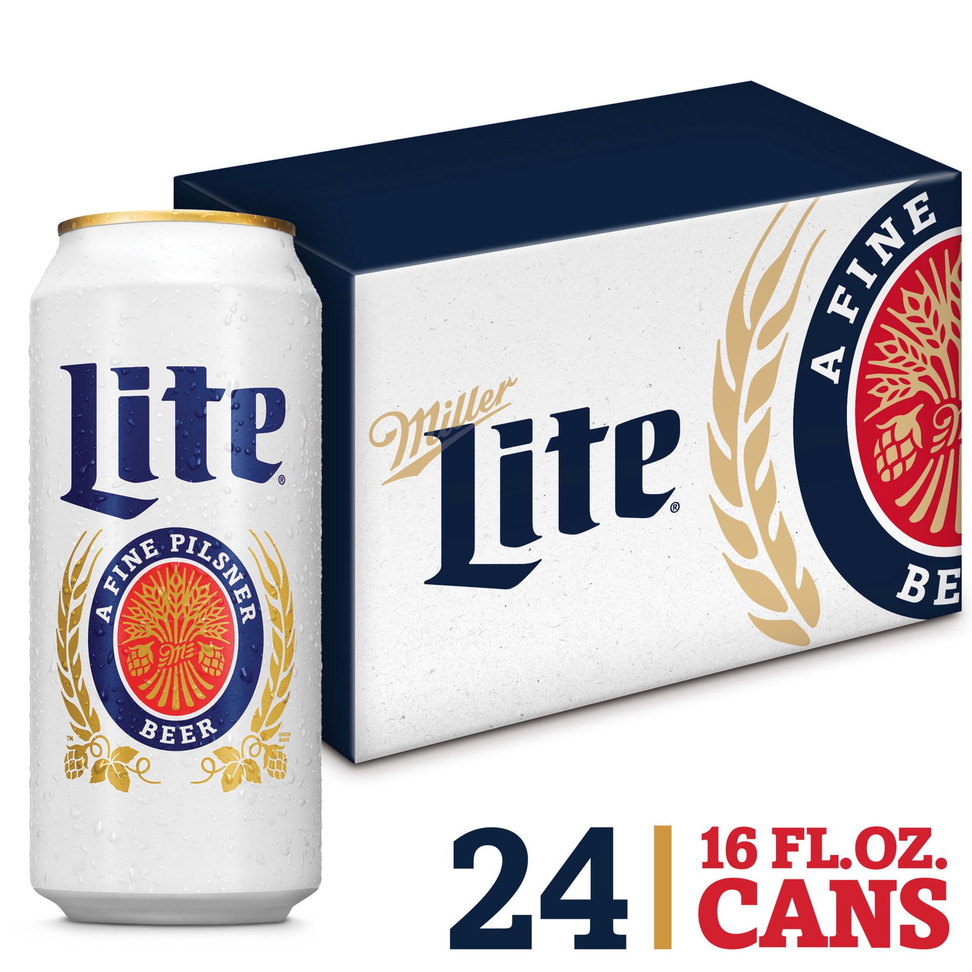 slide 1 of 5, Miller Lite American Pilsner Light Lager Beer, 4.2% ABV, 6-pack, 16-oz. tall beer cans, 16 fl oz