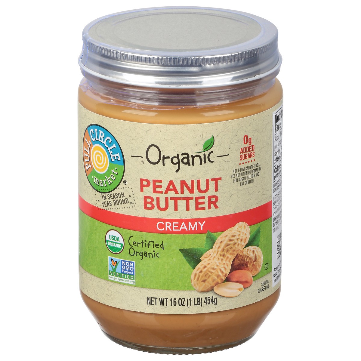 slide 1 of 9, Full Circle Market Full Circle Creamy Peanut Butter, 16 oz