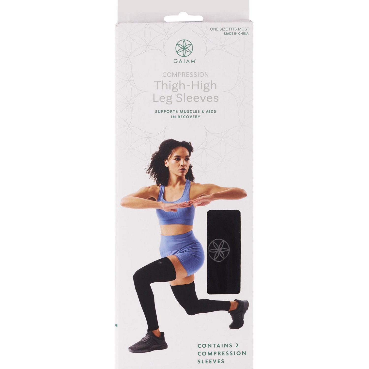 slide 1 of 1, Gaiam Compression Thigh High Leg Sleeves, 1 ct