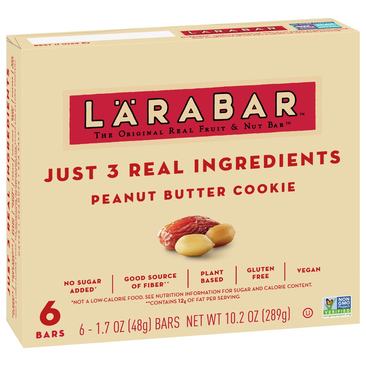 slide 2 of 9, LÄRABAR Peanut Butter Cookie, Gluten Free Vegan Fruit & Nut Bars, 6 ct, 6 ct