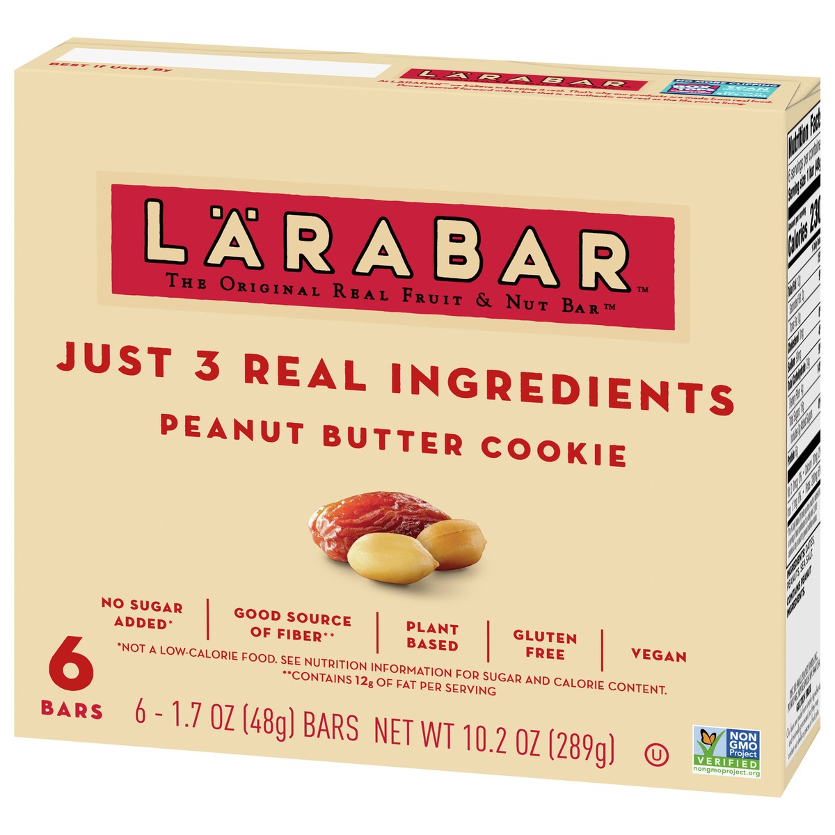 slide 3 of 9, LÄRABAR Peanut Butter Cookie, Gluten Free Vegan Fruit & Nut Bars, 6 ct, 6 ct