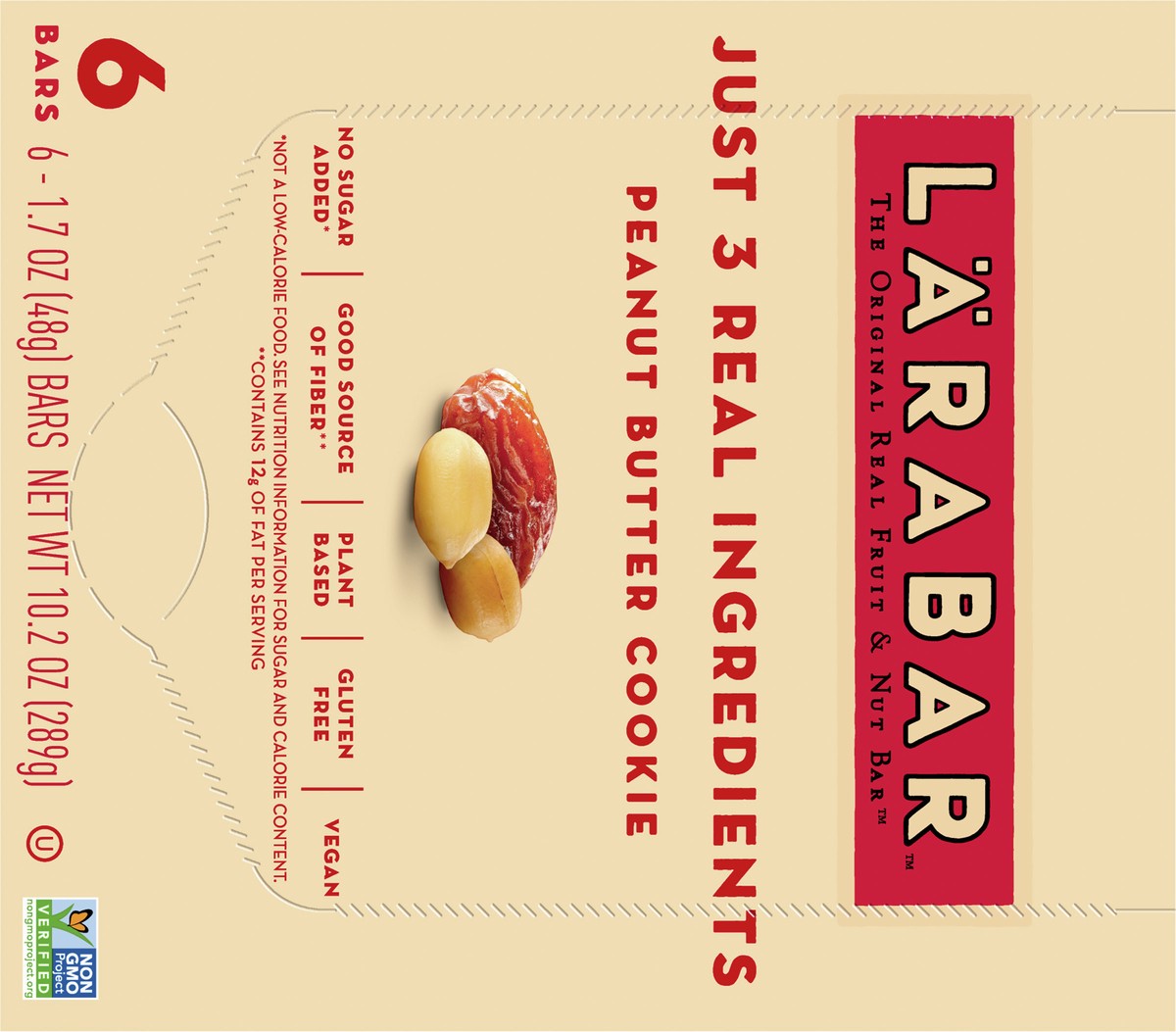 slide 5 of 9, LÄRABAR Peanut Butter Cookie, Gluten Free Vegan Fruit & Nut Bars, 6 ct, 6 ct