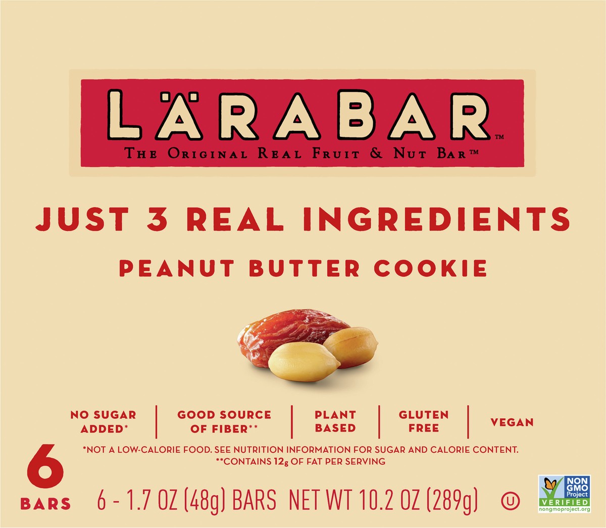 slide 6 of 9, LÄRABAR Peanut Butter Cookie, Gluten Free Vegan Fruit & Nut Bars, 6 ct, 6 ct
