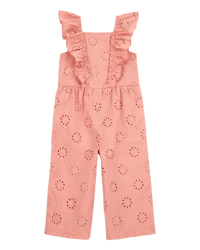 Carter's Toddler Eyelet Flutter Jumpsuit - Pink Pink 5T