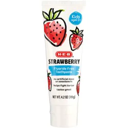 H-E-B Kids Fluoride Free Toothpaste - Strawberry