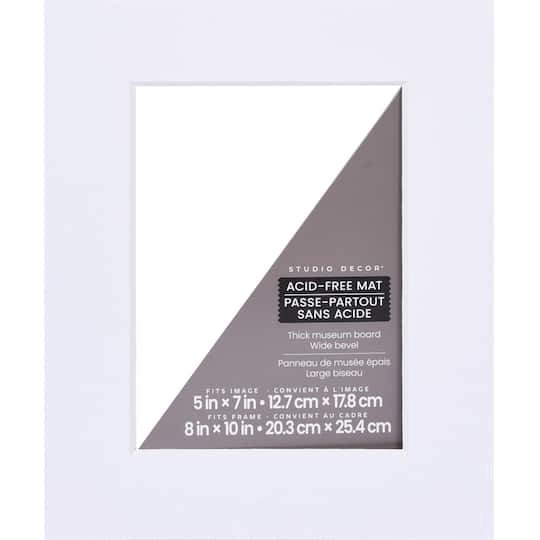 slide 1 of 2, 8" X 10" White Museum Wide Bevel Mat By Studio Decor, 5" X 7" Opening Size, 8 in x 10 in