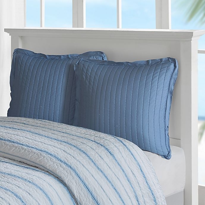 slide 1 of 2, Harbor House Ocean Stripe European Pillow Sham - Blue, 1 ct