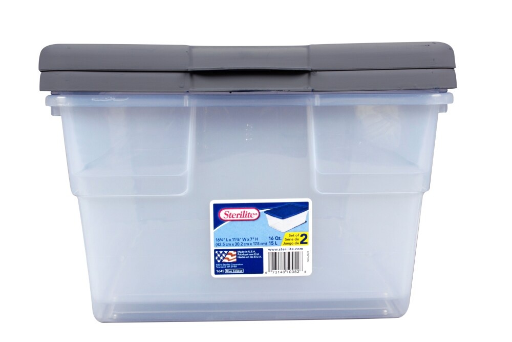 slide 1 of 1, Sterilite 16 Quart Storage Boxes - Hazelwood/Clear, 2 ct