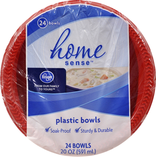 slide 1 of 1, Kroger Home Sense Plastic Bowls, 24 ct