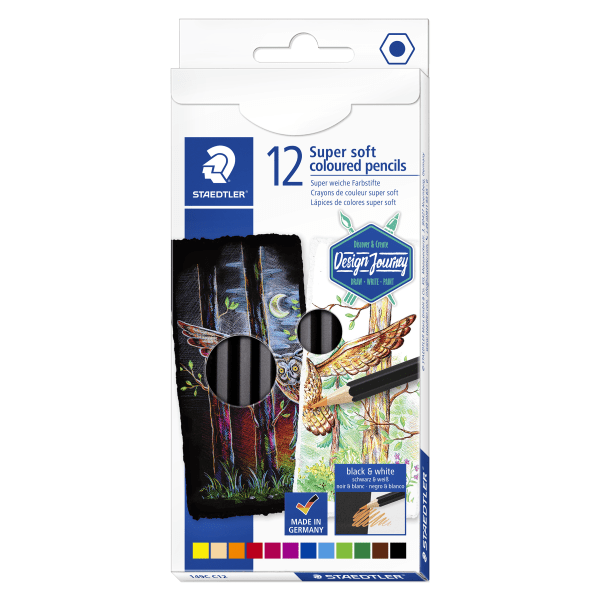 slide 1 of 1, STAEDTLER Super Soft Colored Pencils, 5 Mm, Black Barrels, Pack Of 12 Pencils, 12 ct