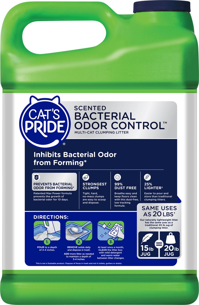 slide 2 of 5, Cat's Pride Scented Bacterial Odor Control Cat Litter, 15 lb