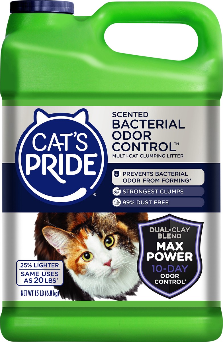 slide 3 of 5, Cat's Pride Scented Bacterial Odor Control Cat Litter, 15 lb