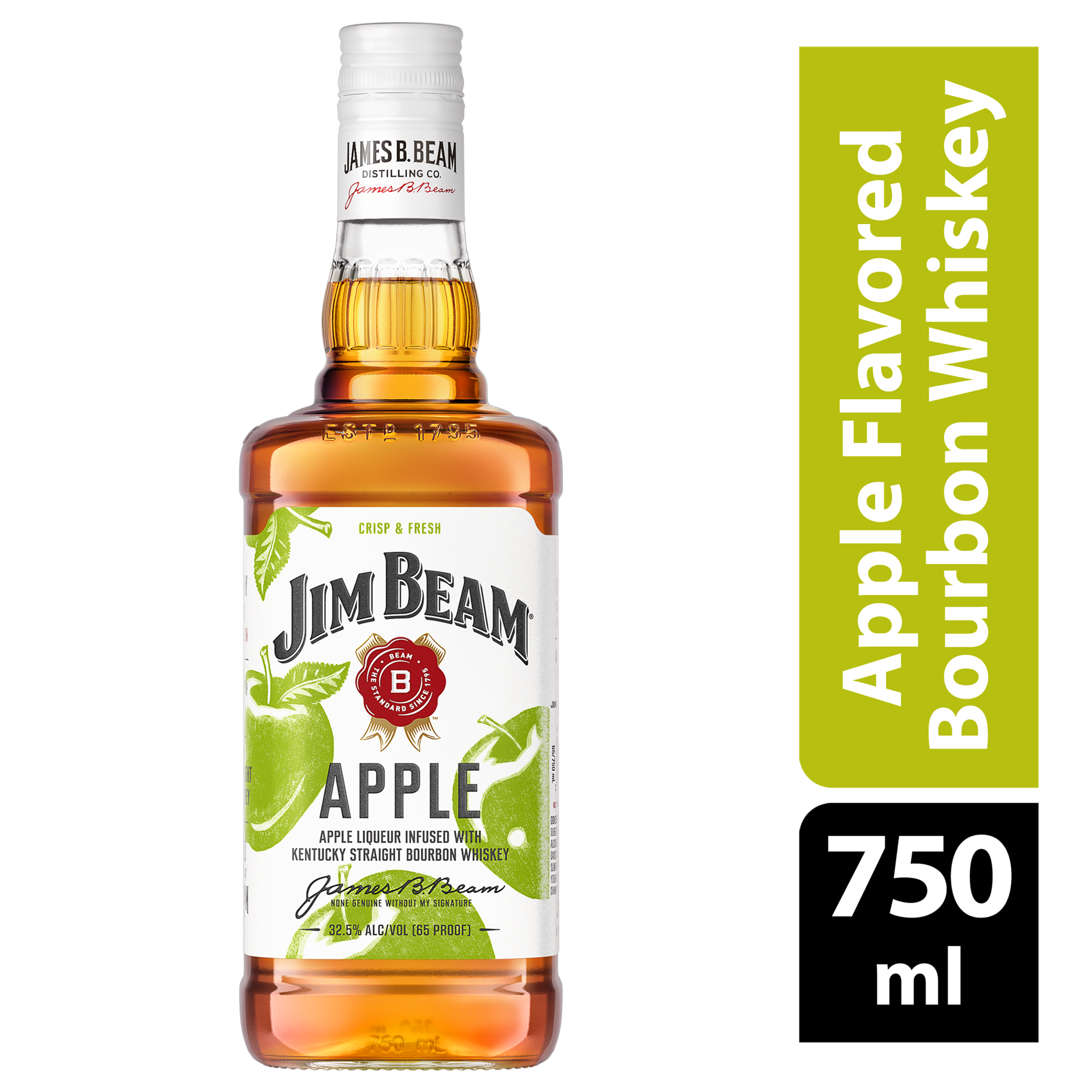 slide 1 of 4, Jim Beam Apple Liqueur with Kentucky Straight Bourbon Whiskey 750 ml, 750 ml