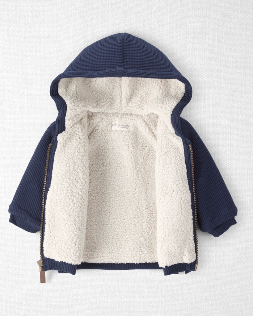 slide 2 of 4, Littleplanet Baby Waffle Knit Hooded Jacket Made with Organic Cotton Navy NB, 1 ct