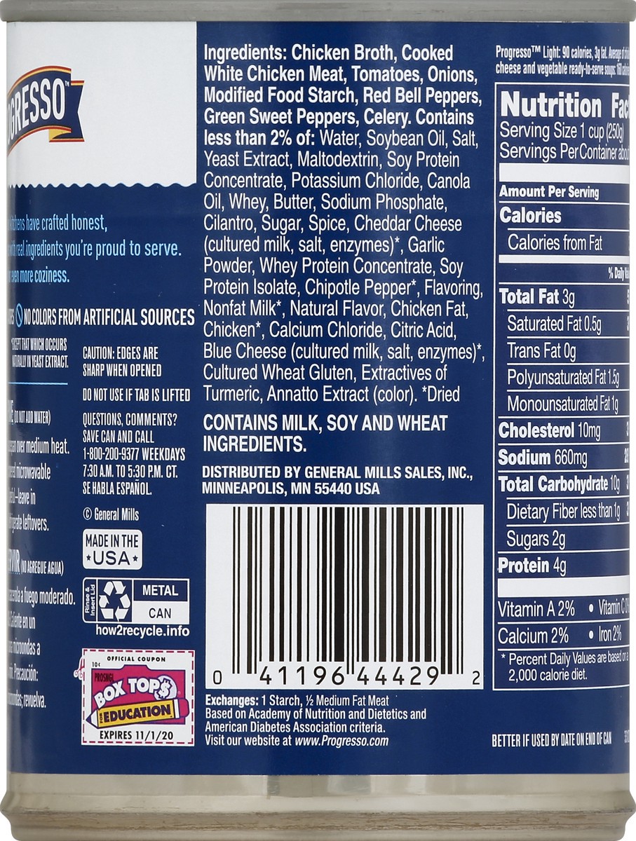 slide 6 of 6, Progresso Light Chicken & Cheese Enchilada Soup, 18.5 oz