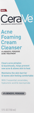 slide 1 of 1, CeraVe Acne Foaming Cream Cleanser, 5 fl oz